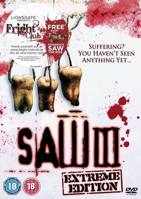 Saw 3 (Extreme Edition) [2006] [DVD] [Region 2] (Horror) - New Sealed - Attic Discovery Shop
