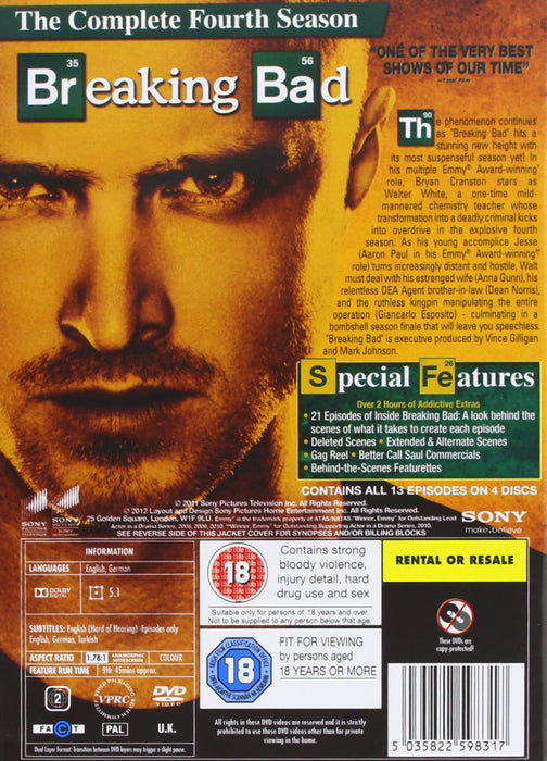 Breaking Bad Seasons 1-4 [DVD Box Set] [Region 2] - New Sealed - Attic Discovery Shop