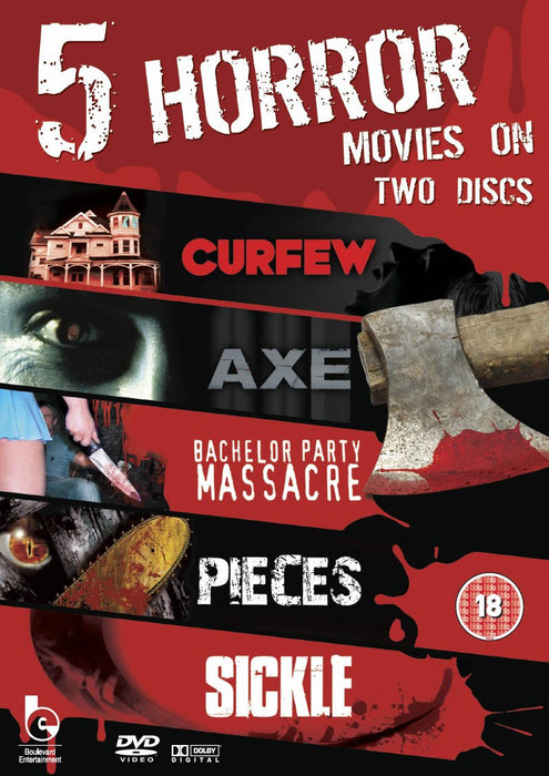 Curfew / Axe / Bachelor Party Massacre / Pieces / Sickle Horrors DVD ALL Region - Like New - Attic Discovery Shop