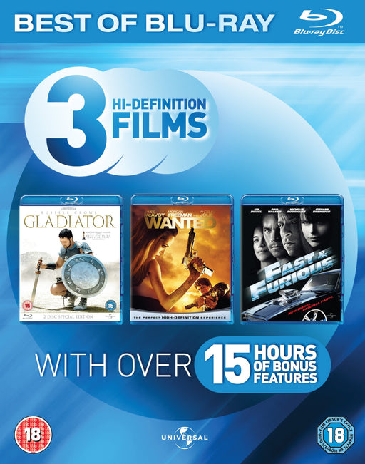 Fast & Furious / Gladiator / Wanted [Blu-ray Box Set] [Region Free] + Bonus Ed. - Like New - Attic Discovery Shop