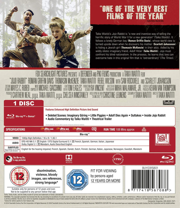 JoJo Rabbit [Blu-ray] [2020] [Region Free] (Comedy) - New Sealed - Attic Discovery Shop