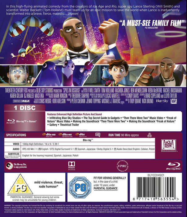 Spies in Disguise [Blu-ray] [2019] [Region Free] - Like New - Attic Discovery Shop