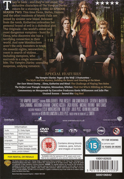 Vampire Diaries The Complete Second Season / Series 2 [2011] [DVD] [Region 2] - Like New - Attic Discovery Shop