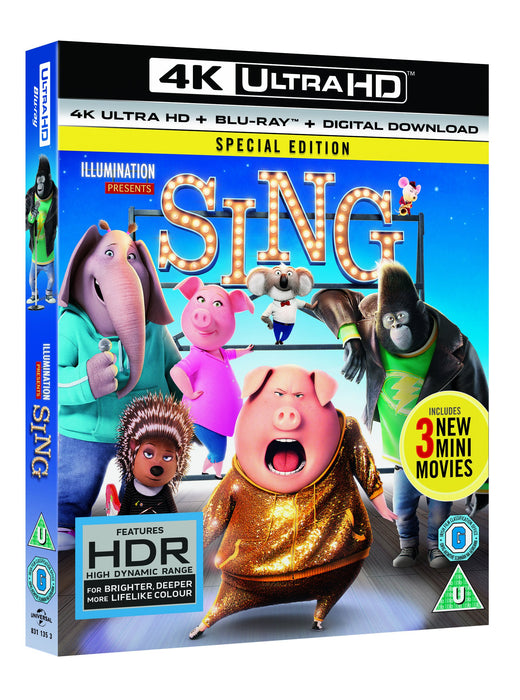 Sing [4K Ultra-HD + Blu-ray] [2017] [Region Free] - New Sealed - Attic Discovery Shop