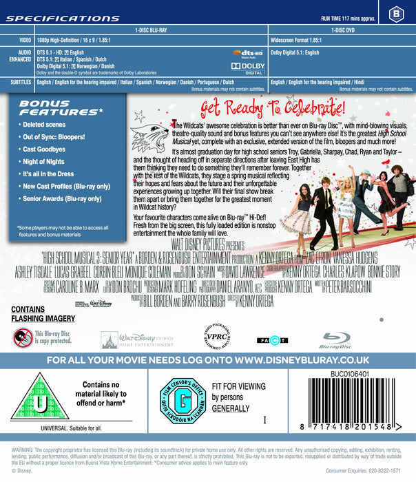 High School Musical 3: Senior Year [Blu-ray] [Region B] (Musical) - Like New - Attic Discovery Shop