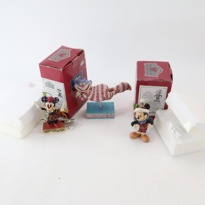Disney Traditions Grinning Cheshire Figurine 4007211 & Sugar Mickey Merry Minnie - Good - Attic Discovery Shop