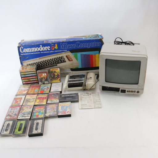 Vintage Commodore 64 C64 Micro Computer Keyboard + Loads Games + TV Lot Bundle - Good - Attic Discovery Shop