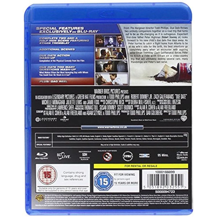 Due Date [Blu-ray] [2010] [Region Free] - New Sealed - Attic Discovery Shop