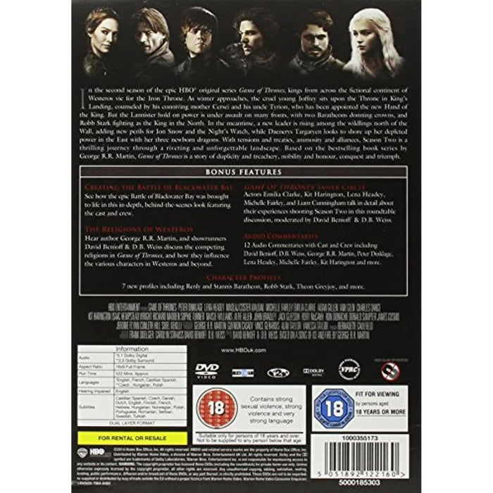 Game of Thrones: Season 2 [DVD] [2011] [2013] [Region 2] -  New Sealed - Attic Discovery Shop