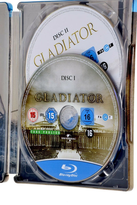 GLADIATOR 2 Disc Collectors Ed + Rare Art Cards Postcards BLU RAY Steelbook - Very Good - Attic Discovery Shop