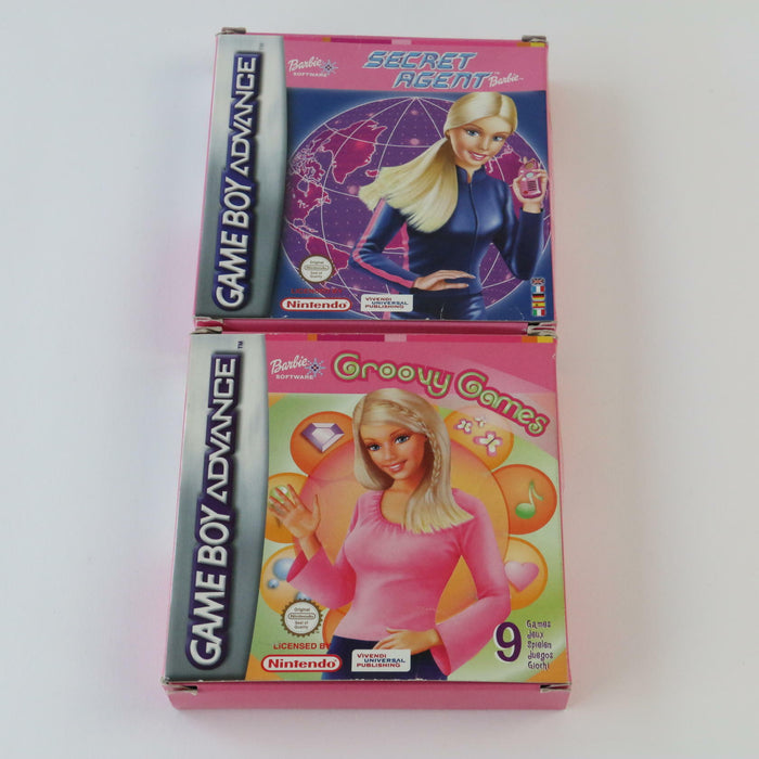 Nintendo Gameboy Advance GBA Games Complete In Box Barbie Secret Agent & Groovy - Very Good - Attic Discovery Shop
