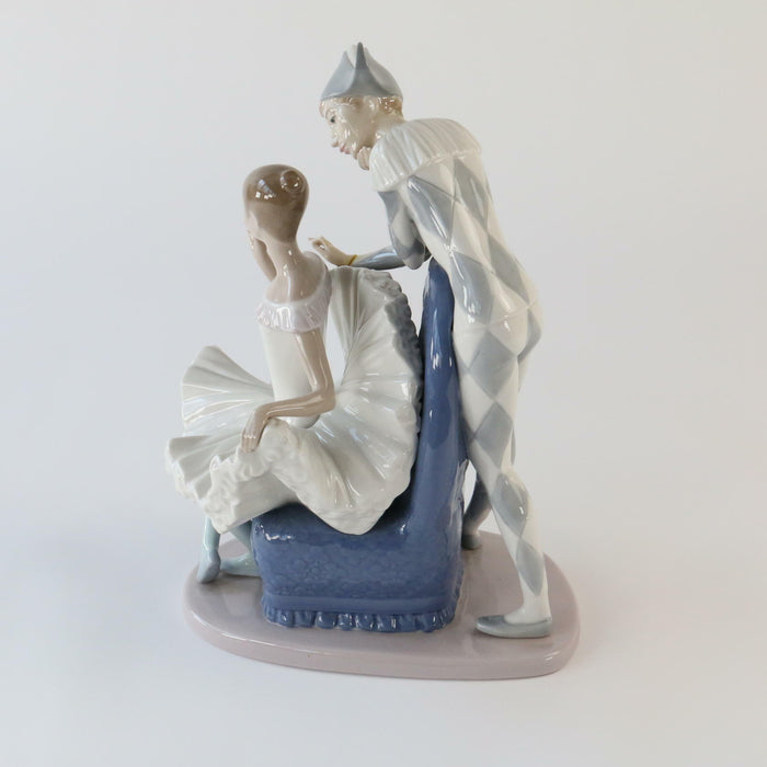Nao By Lladro Figurine A Dream Come True Ballerina and Jester Harlequin - Very Good - Attic Discovery Shop