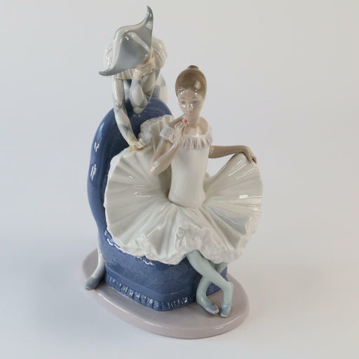 Nao By Lladro Figurine A Dream Come True Ballerina and Jester Harlequin - Very Good - Attic Discovery Shop