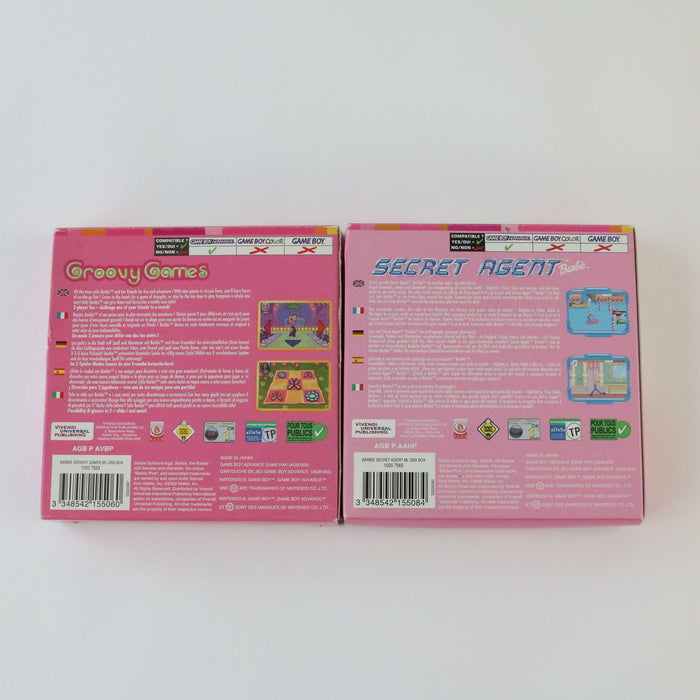 Nintendo Gameboy Advance GBA Games Complete In Box Barbie Secret Agent & Groovy - Very Good - Attic Discovery Shop