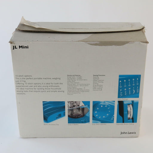 John Lewis Mini Blue Sewing Machine (Turquoise Blue), with Pedal, Power Supply - Good - Attic Discovery Shop