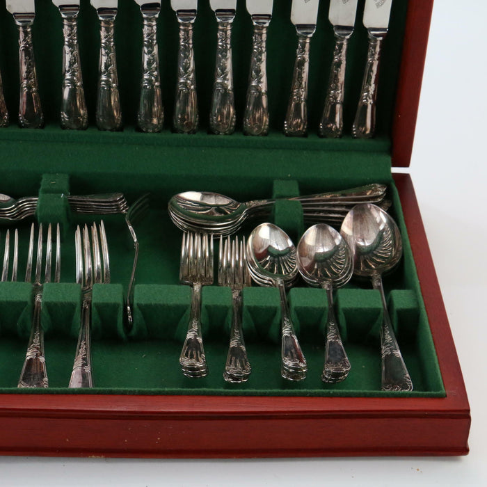 John Turton Of Sheffield Cutlers Since 1800 44 Piece Silver Plated In Wood Case - Good - Attic Discovery Shop