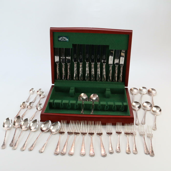 John Turton Of Sheffield Cutlers Since 1800 44 Piece Silver Plated In Wood Case - Good - Attic Discovery Shop