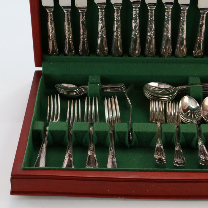 John Turton Of Sheffield Cutlers Since 1800 44 Piece Silver Plated In Wood Case - Good - Attic Discovery Shop