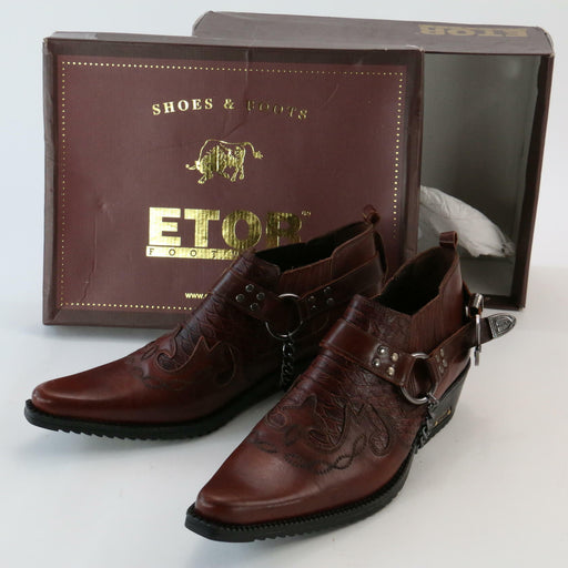 Etor Classic Footwear Brown Comfortable Pointed Toe Cowboy Shoes MEN Size 43 - Very Good - Attic Discovery Shop