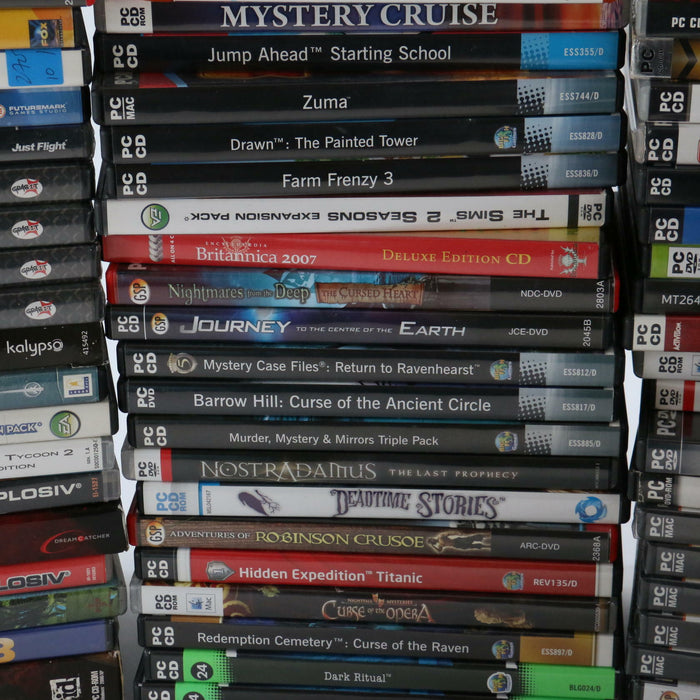 x125+ Old PC Games & Software Large Bundle Joblot Mixed Various Wholesale - Good - Attic Discovery Shop