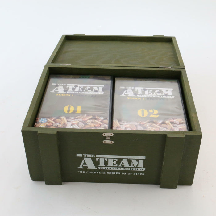 The A-Team Series 1-5 Complete Collection WOODEN Ammo Case Rare DVD Box Set VGC - Very Good - Attic Discovery Shop