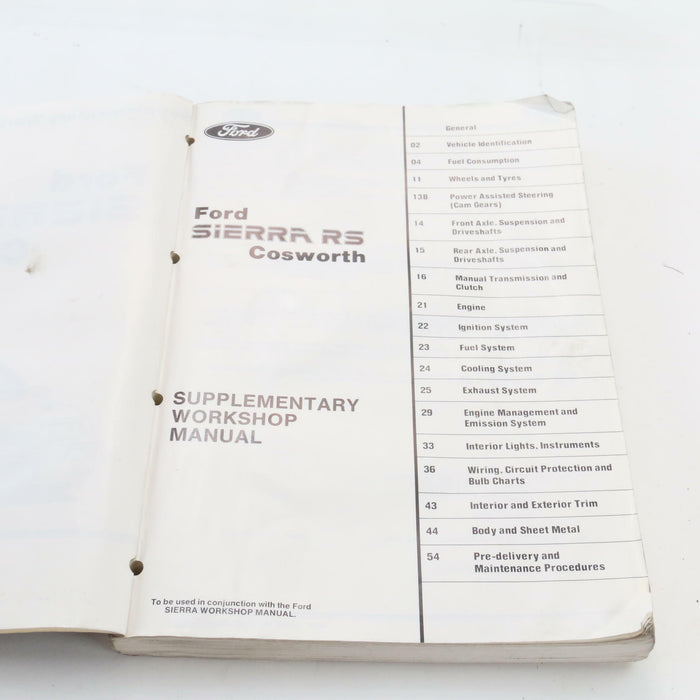 Ford Sierra Rs Cosworth Supplementary Rare Car Workshop Manual 1986 Paperback - Good - Attic Discovery Shop