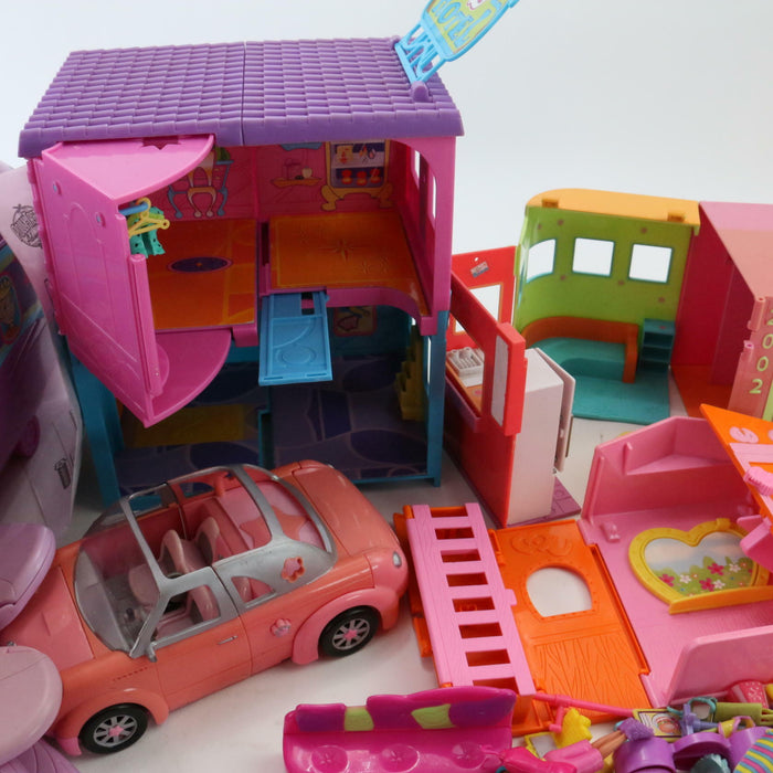 Large Genuine Polly Pocket Joblot Bundle (2000s) inc Jet Plane, Figures, Clothes - Good - Attic Discovery Shop