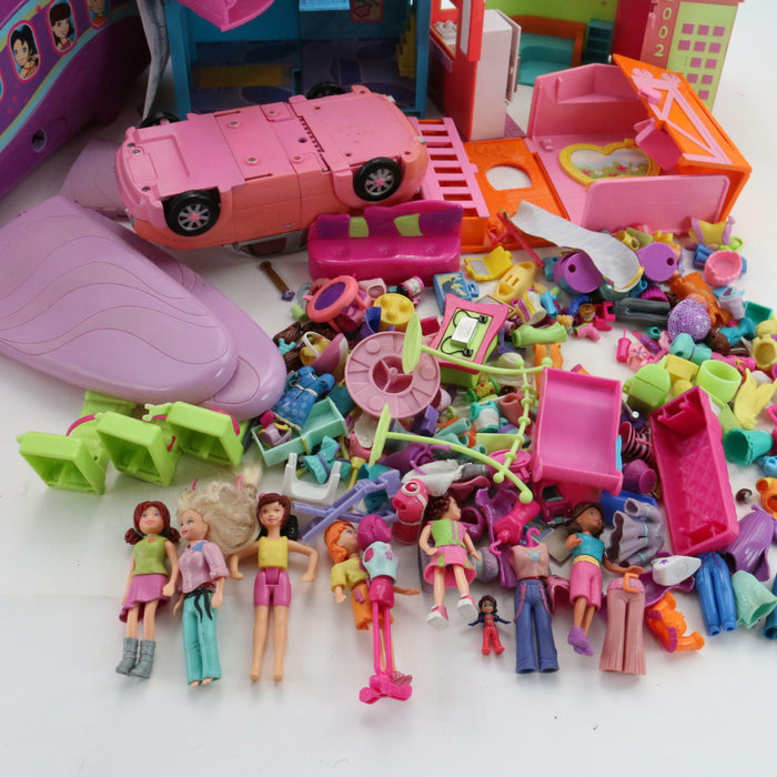 Large Genuine Polly Pocket Joblot Bundle (2000s) inc Jet Plane, Figures, Clothes - Good - Attic Discovery Shop