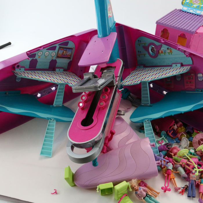 Large Genuine Polly Pocket Joblot Bundle (2000s) inc Jet Plane, Figures, Clothes - Good - Attic Discovery Shop