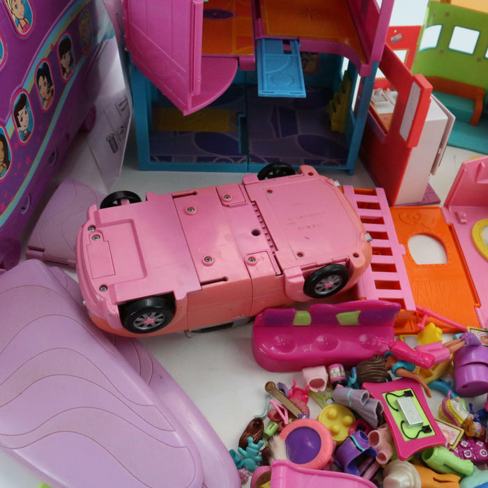 Large Genuine Polly Pocket Joblot Bundle (2000s) inc Jet Plane, Figures, Clothes - Good - Attic Discovery Shop