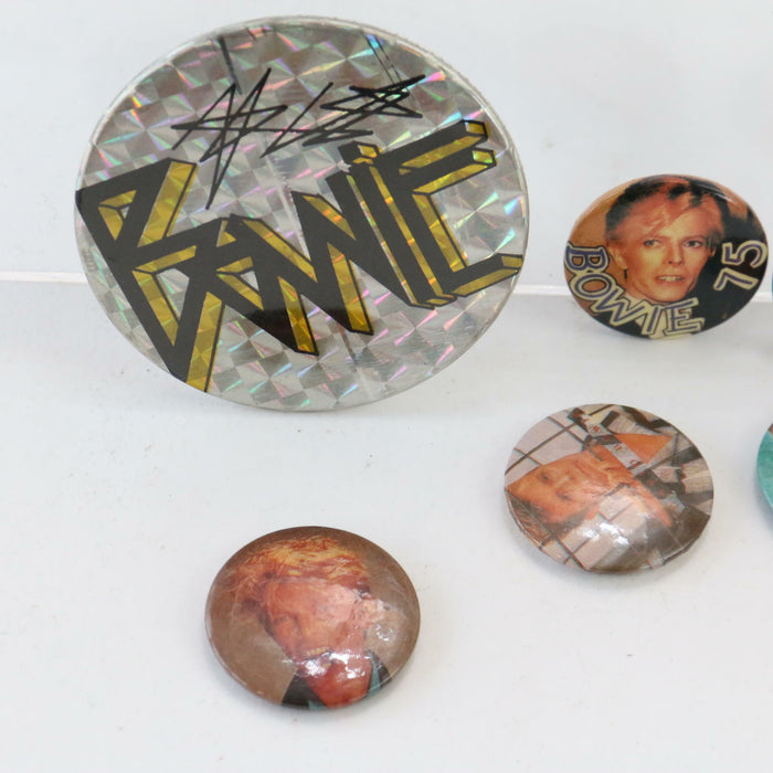 x18 Vintage 1980s 90s Rare Metal Backed Pin Badges Music Lot - David Bowie - Good - Attic Discovery Shop