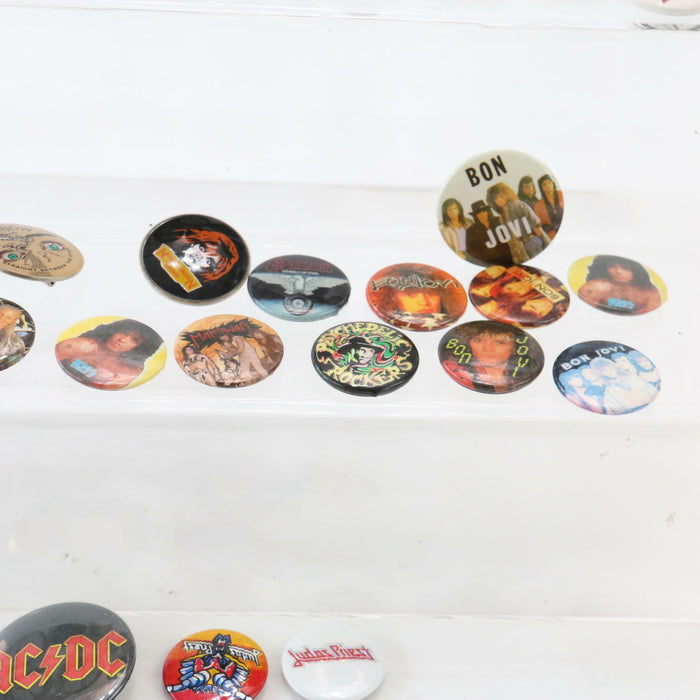 x80 Vintage 1980s 90s Rare Pin Badges Bundle Music Heavy Metal Rock Lot AC/DC .. - Good - Attic Discovery Shop