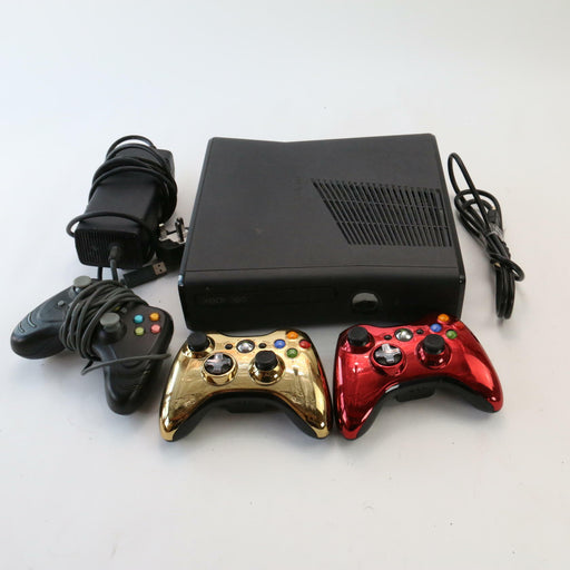 Xbox 360 S Model 1439 (250GB) Games Console + 3 Controllers inc Chrome Bundle - Very Good - Attic Discovery Shop