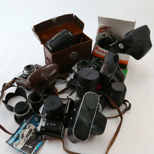 Vintage Cameras Job Lot Bundle inc Lenses, Cases & More Mixed Collection - Good - Attic Discovery Shop