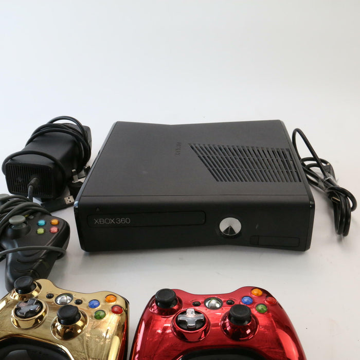 Xbox 360 S Model 1439 (250GB) Games Console + 3 Controllers inc Chrome Bundle - Very Good - Attic Discovery Shop