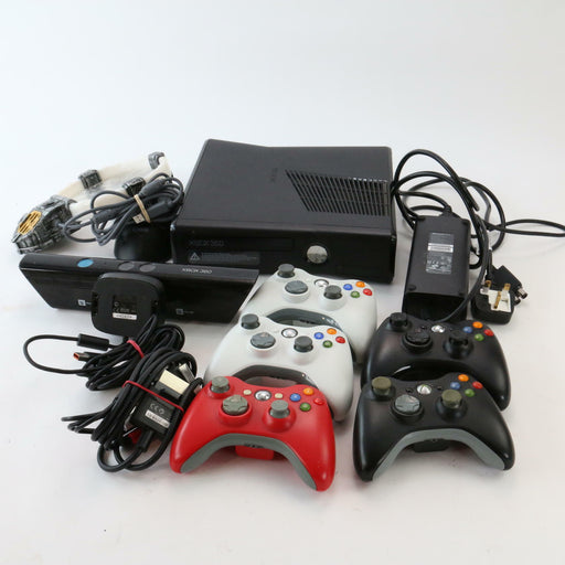 Xbox 360 S Model 1439 (250GB) Games Console +5 Controllers Kinect Sensor Bundle - Very Good - Attic Discovery Shop