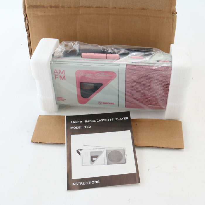 80s Cascade Stereo Radio Cassette Player Pink Designer Collection Rare STILL NEW - Attic Discovery Shop