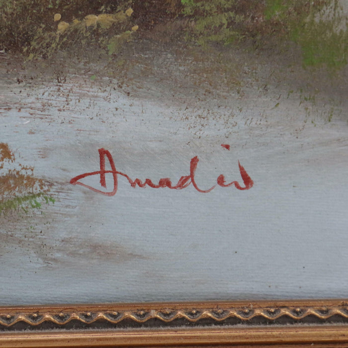 Original / Real Gilt Framed Oil Painting on Canvas Eagle in Flight by W. Amadio - Very Good - Attic Discovery Shop