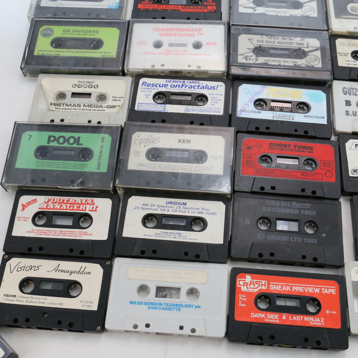 x28 Vintage Retro Video Gaming Cassettes Spectrum C64 etc Games Bundle Job Lot - Good - Attic Discovery Shop