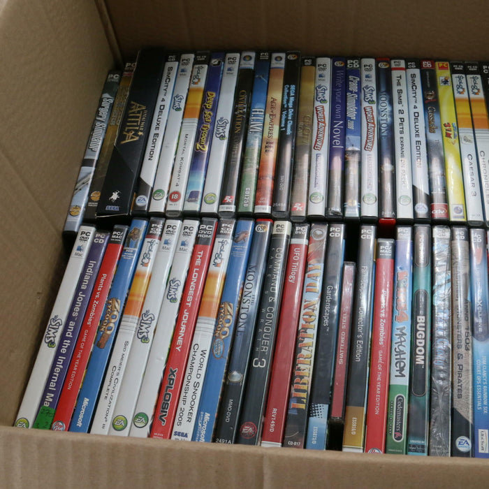 Huge PC Video Games Job Lot Bundle Mixed Large Box Full 2 Layers (approx. 150) - Good - Attic Discovery Shop