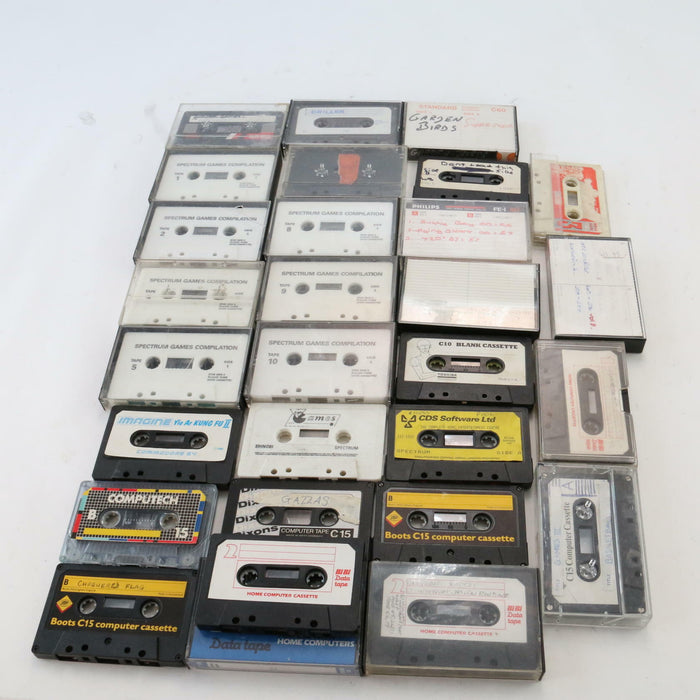 x28 Vintage Retro Video Gaming Cassettes Spectrum C10 C15 etc Games Bundle Lot - Good - Attic Discovery Shop