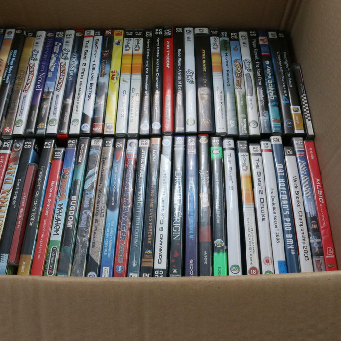 Huge PC Video Games Job Lot Bundle Mixed Large Box Full 2 Layers (approx. 150) - Good - Attic Discovery Shop