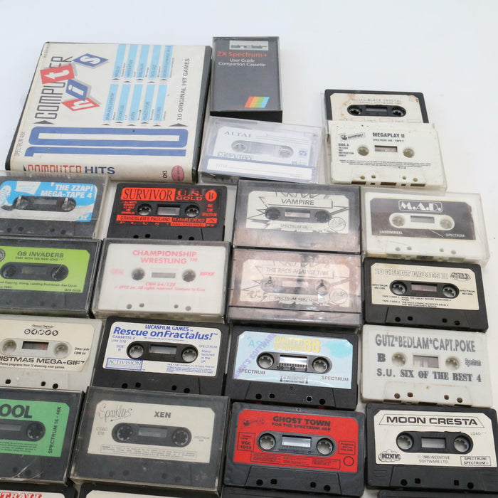 x28 Vintage Retro Video Gaming Cassettes Spectrum C64 etc Games Bundle Job Lot - Good - Attic Discovery Shop