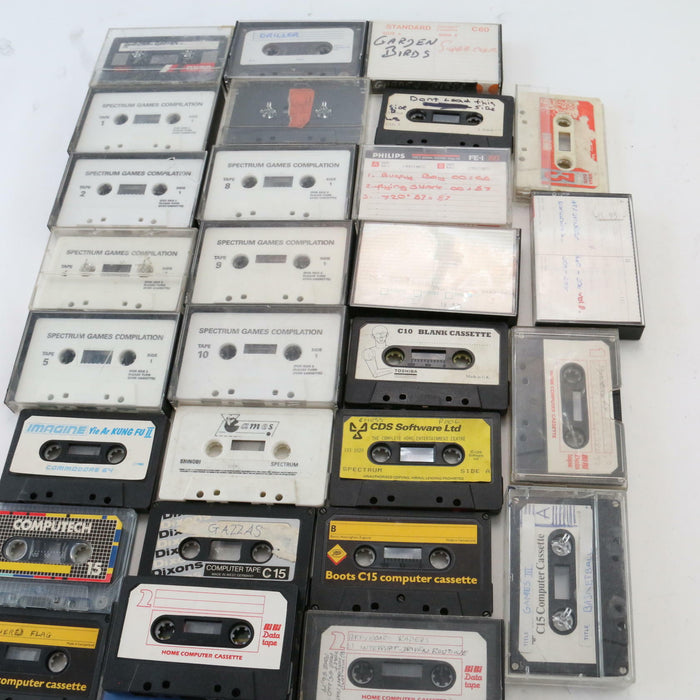 x28 Vintage Retro Video Gaming Cassettes Spectrum C10 C15 etc Games Bundle Lot - Good - Attic Discovery Shop