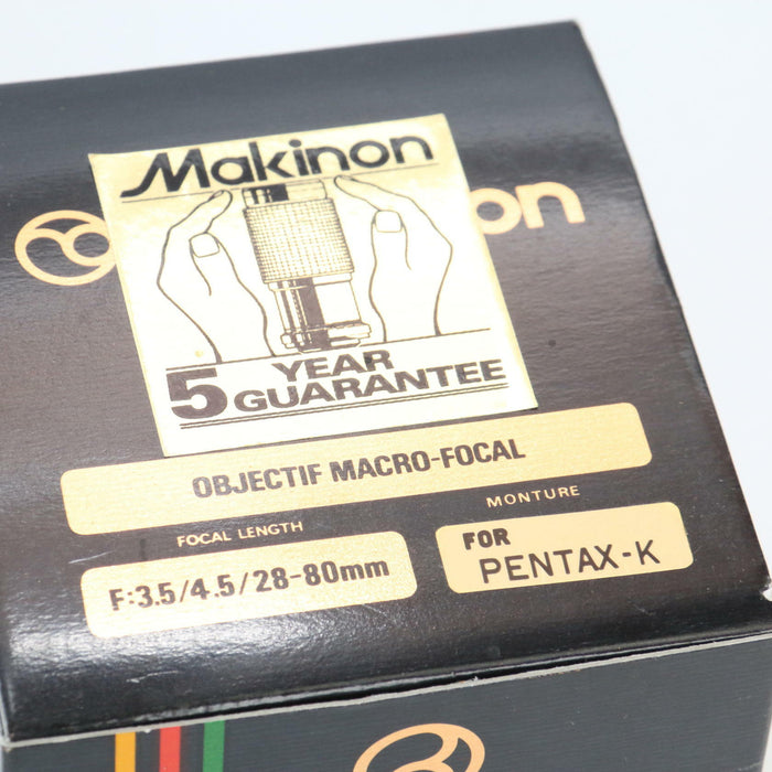 MAKINON 28-80mm Zoom MACRO f3.5-4.5 For Pentax K Camera Lens Rare (VGC) Boxed - Very Good - Attic Discovery Shop