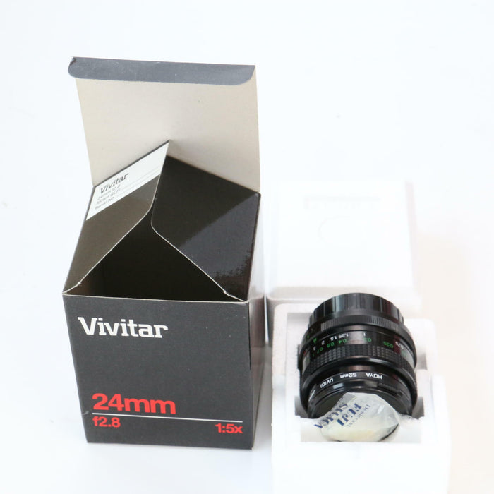 Vivitar 24mm F/2.8 Manual Focus 52 Wide Angle Macro Lens 1:5x Boxed (Near Mint) - Attic Discovery Shop