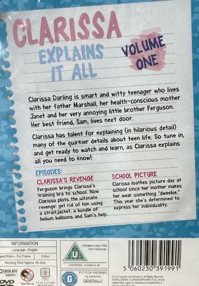 Clarissa Explains It All Volume One Vol. 1 [DVD] [Region 2] - New Sealed - Attic Discovery Shop
