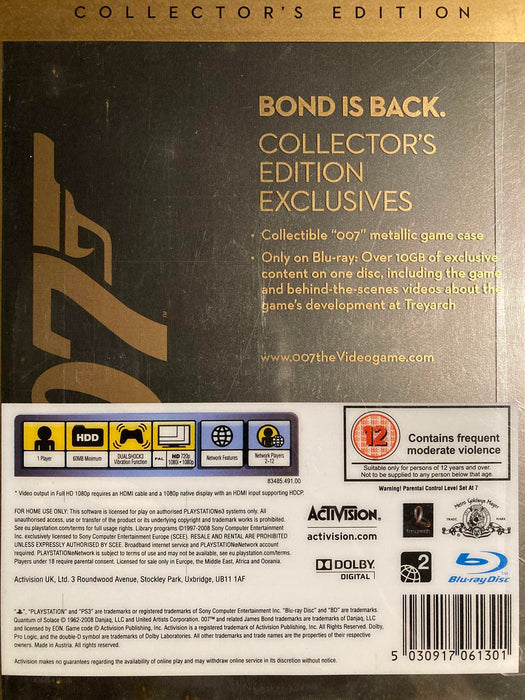 007 Quantum of Solace Bond Collector's Steelbook Edition PS3 PlayStation 3 Game - Good - Attic Discovery Shop