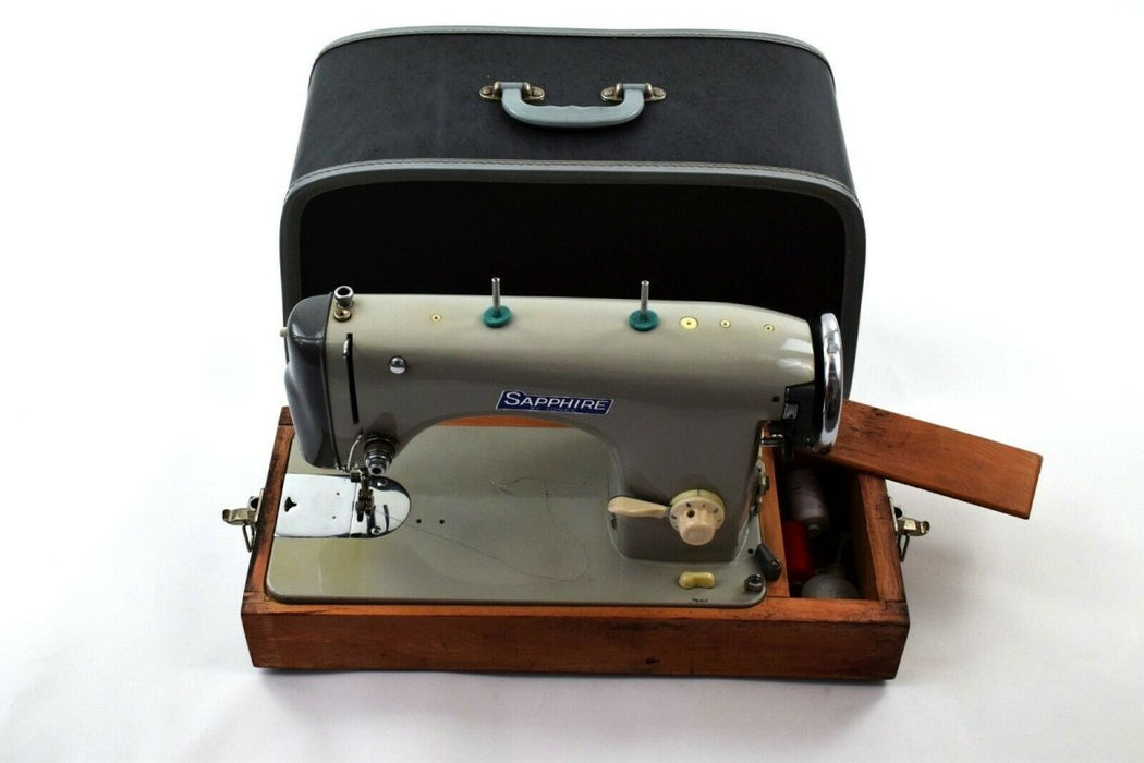 Vintage Old YDK Sapphire Sewing Machine 260A Wooden Base & Foot Pedal Ref#K - Very Good - Attic Discovery Shop